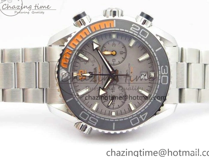 0227 Planet Ocean Master Chrono SS OM 1:1 Best Edition Gray Dial On SS Bracelet A9900 V Efficient 8116